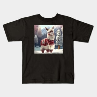 Cute Christmas Llama Kids T-Shirt